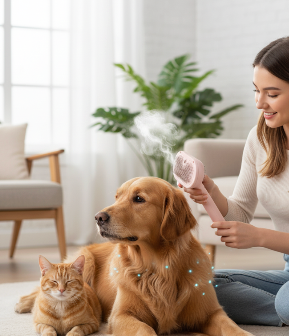 Cepillo de vapor para mascotas rosa