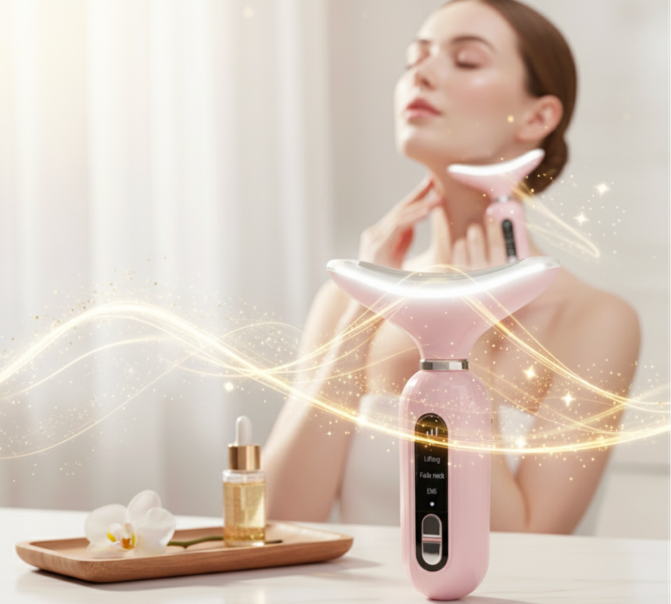 Masajeador de Estiramiento Facial para el Cuello Rosa