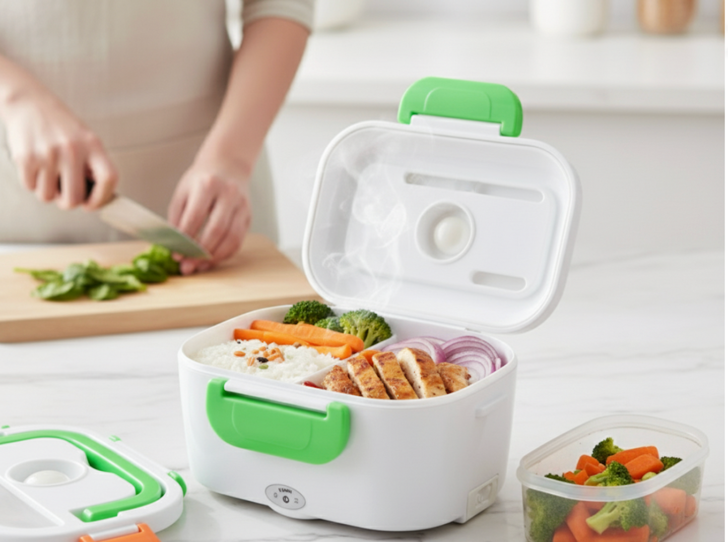 Fiambrera Electrica 40w verde con enchufe casa