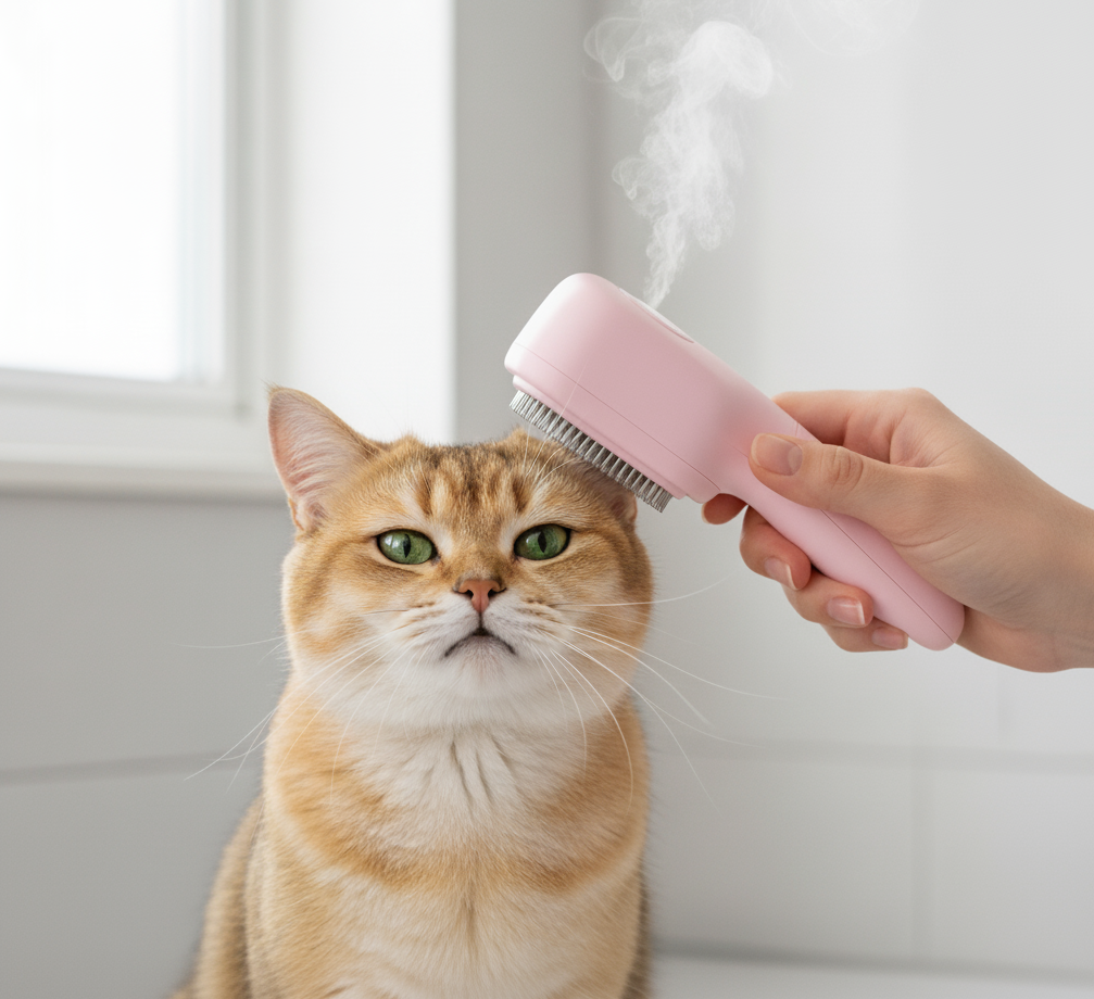 Cepillo de vapor para mascotas rosa