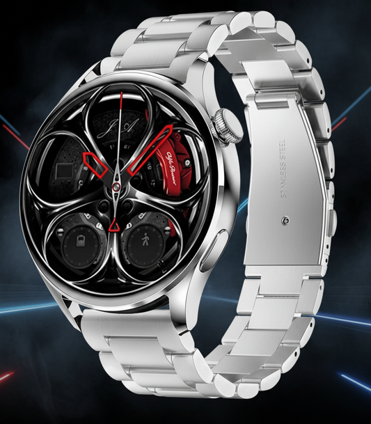 Smartwatch deportivo plata con correa metalica