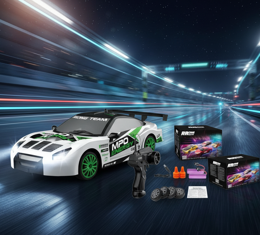 Coche teledirigido drift 1:24 GTR blanco