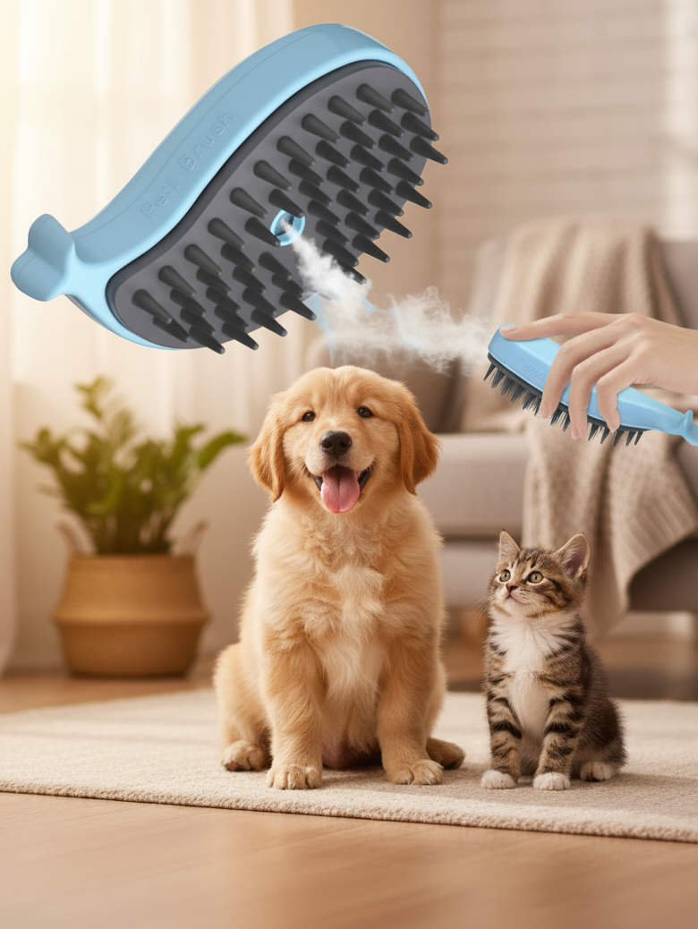 Cepillo vapor para mascota (celeste)