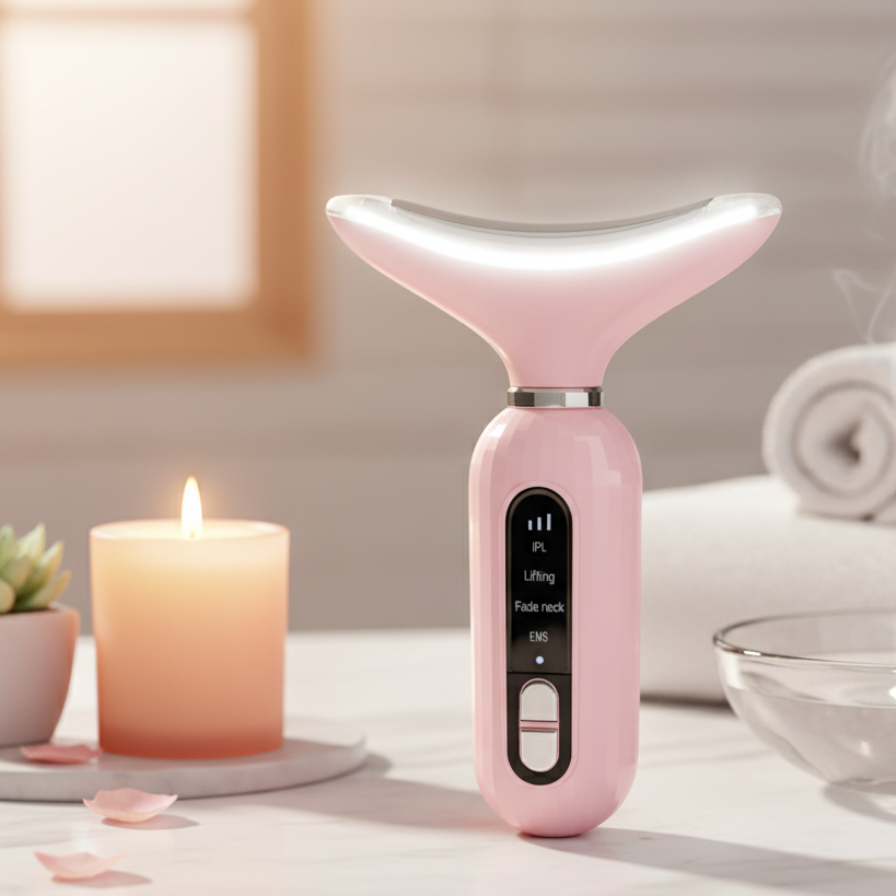 Masajeador de Estiramiento Facial para el Cuello Rosa