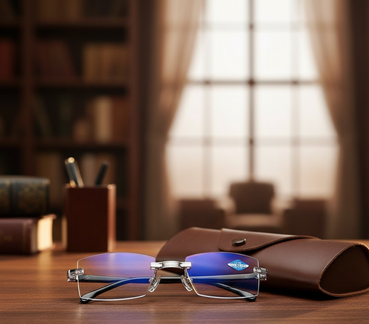 Pack de gafas antirayos azules multifocales +2.0 mas funda de cuero