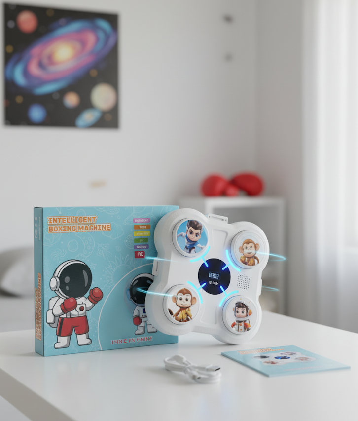 Máquina de boxeo inteligente infantil blanco + guante rojo